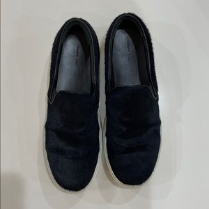Celine black pony hair slip on sneakers